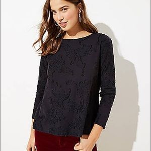 NWT loft clip dot black bow back top